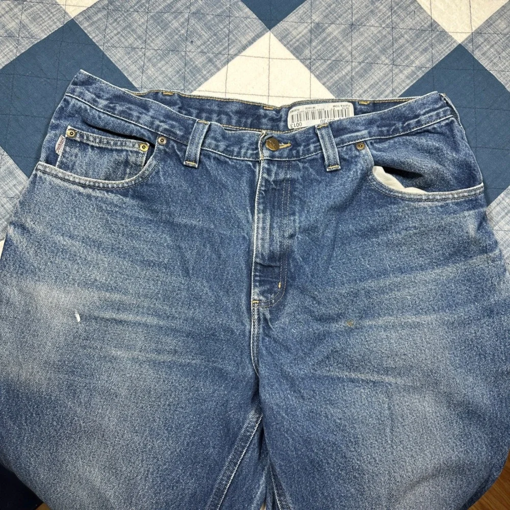 Carhartt Relaxed Fit Jeans Mens 38x32 Blue Denim Straight Leg Workwear 381-83